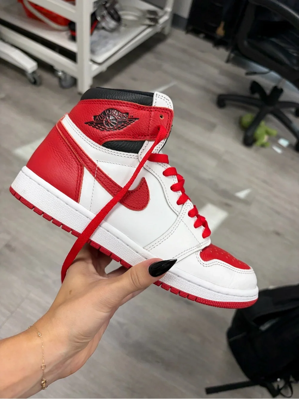 Jordan Men’s High Top Sneakers - White/Red/Black